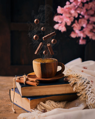 Wooden Cup With Handle and Saucer